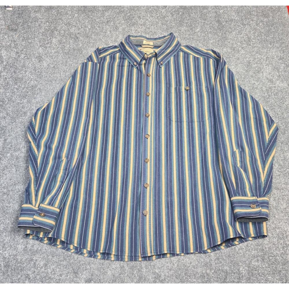 CE Schmidt Shirt Adult XL Navy / Gold Stripe Button Up Long Sleeve Workwear Mens